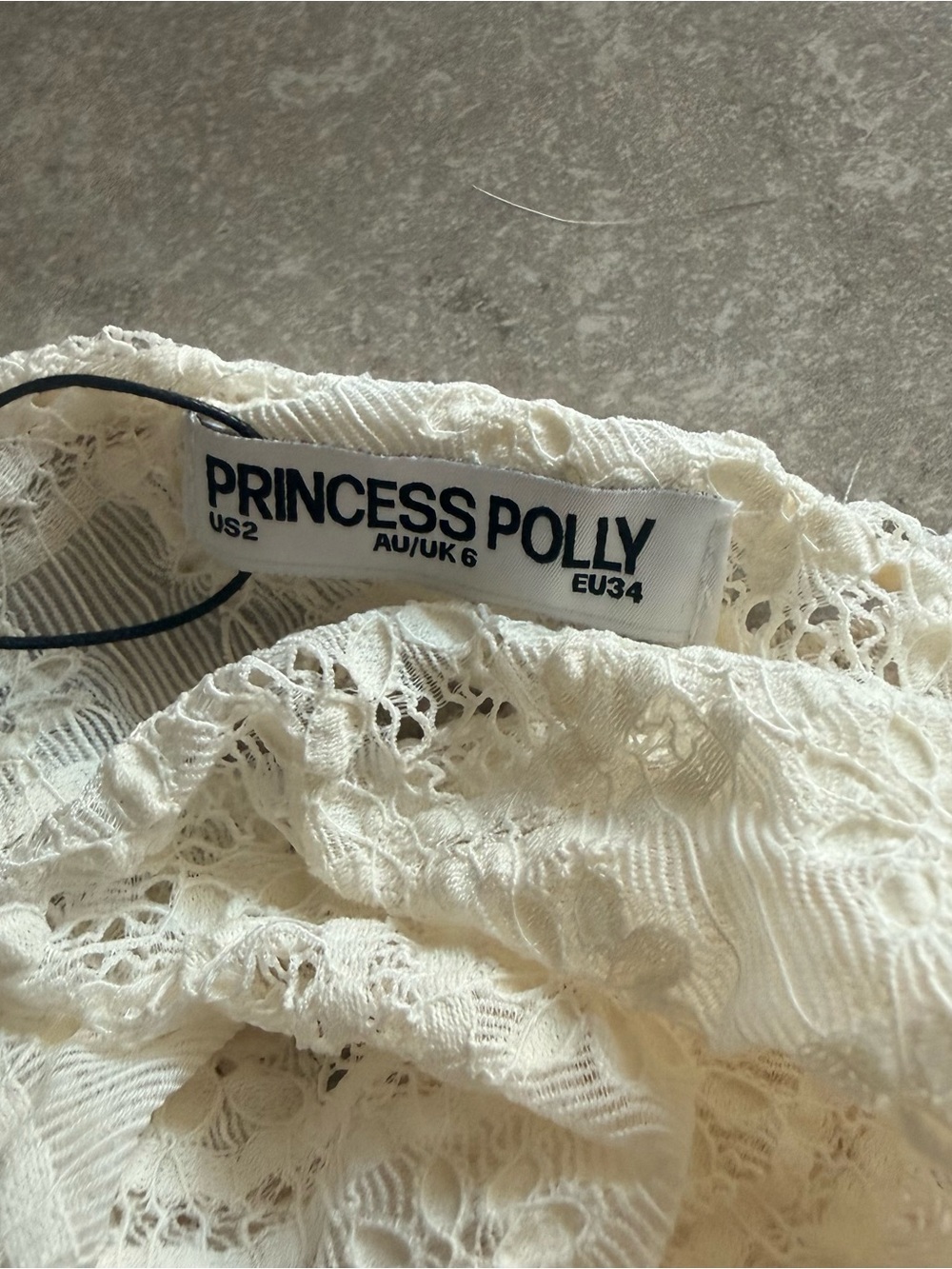 Princess Polly Cream Lace Strapless Scarf Top with Side Tie - Picture 3 of 3